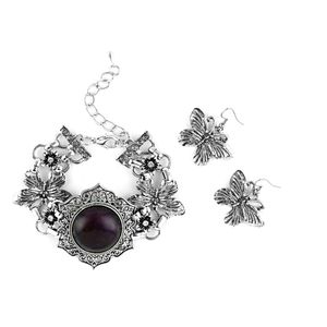 Amethyst &Austrian Crystal Bracelet & Earrings Set